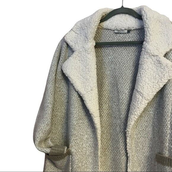 anthropologie women maude vivante Sherpa cardigan Coat beige open front sz s / m - Picture 8 of 9